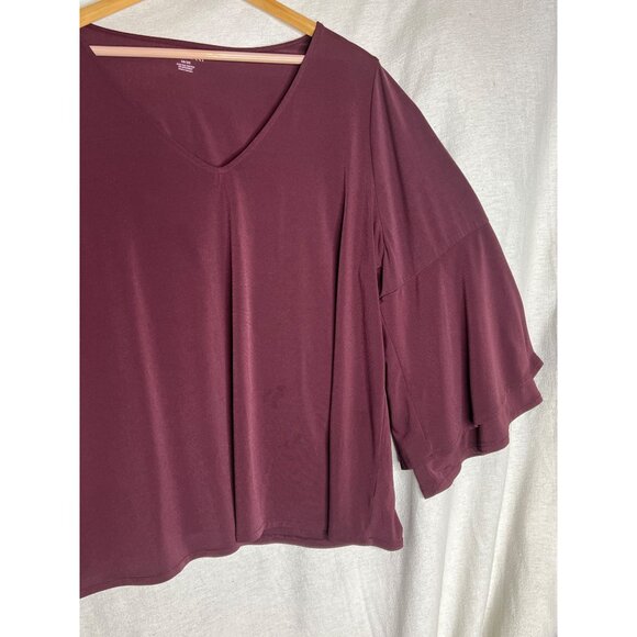 Lane Bryant Burgundy Bell 3/4 Sleeve V-Neck Blouse 18/20 Women Pullover Comfy - Picture 7 of 16